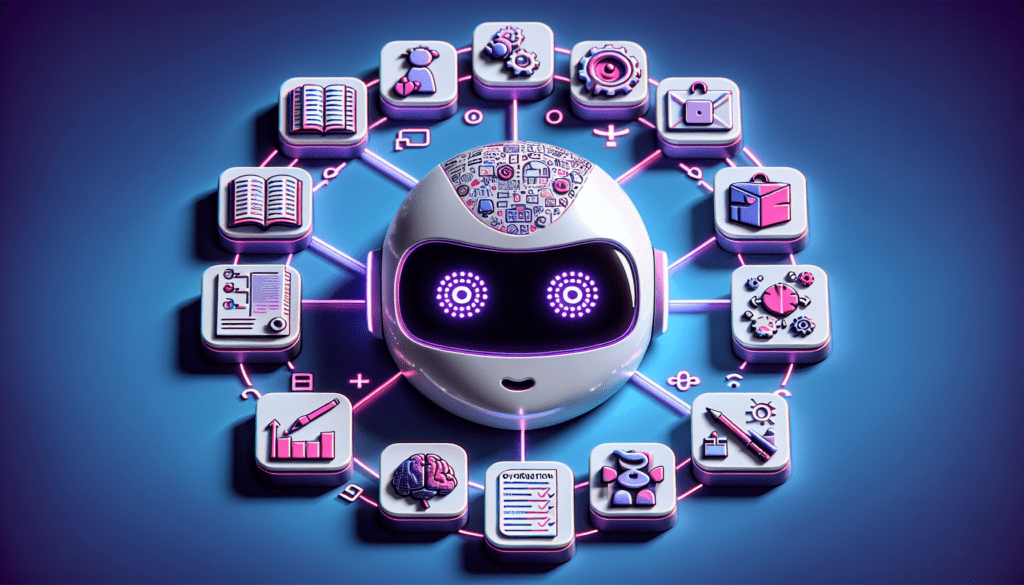 chatbot intelligence artificielle 4K hyperrealiste nuances rose blanc violet symboles capacites savoir communication organisation programmation.jpeg