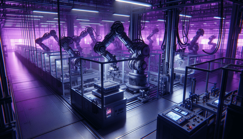 interieur industriel violet robotique avancee assemblage precision chaine production automatisee ombre intrigante usine technologique.jpg